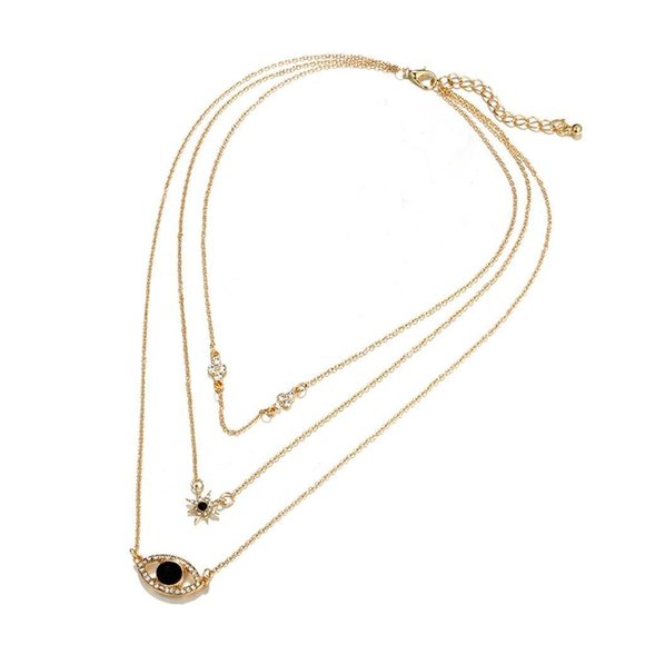 Evil Eye Lucky Turkish Pendant Multi-layer Necklace Chain Choker - Picture 6 of 6